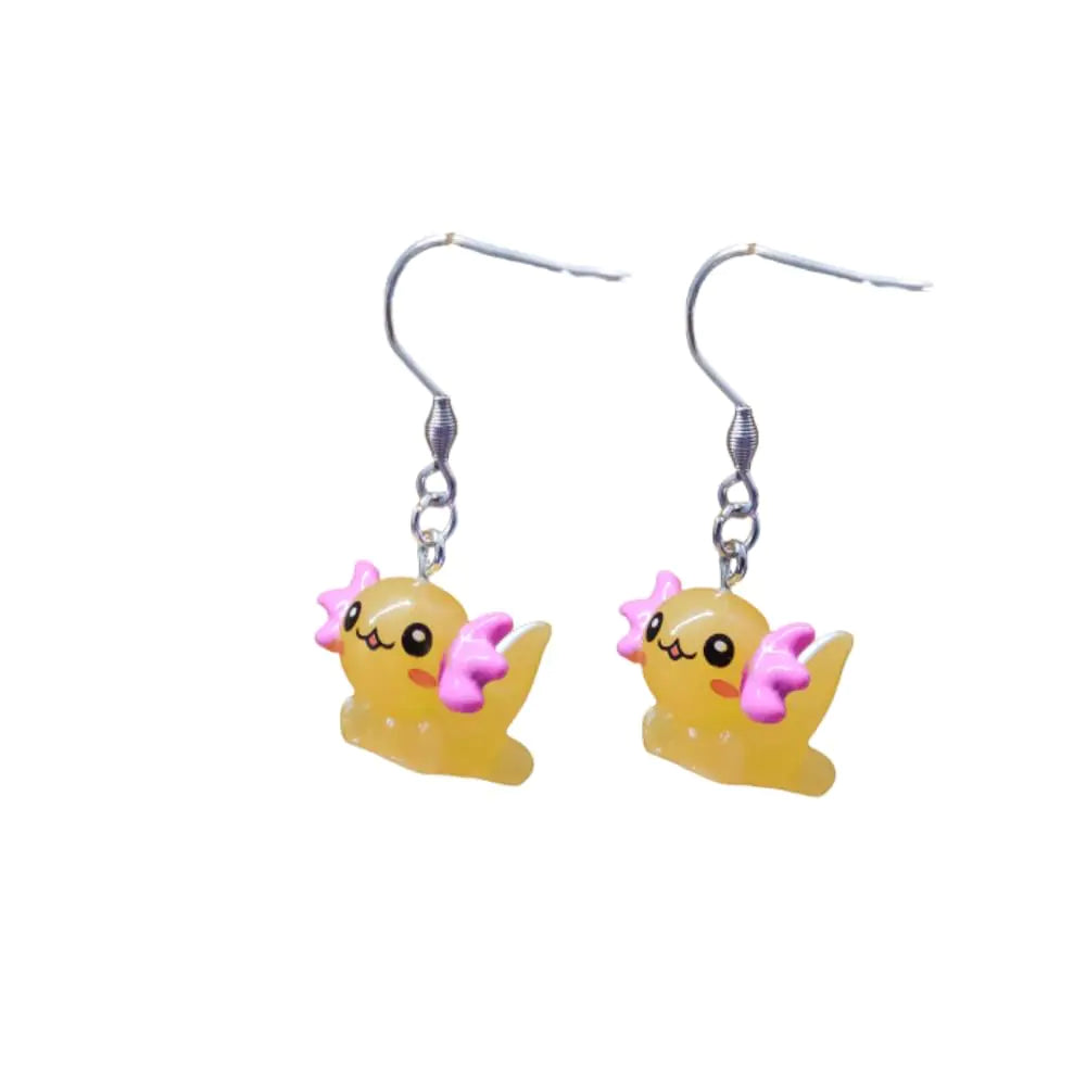 Chic Yellow Axolotl Dangle Earrings