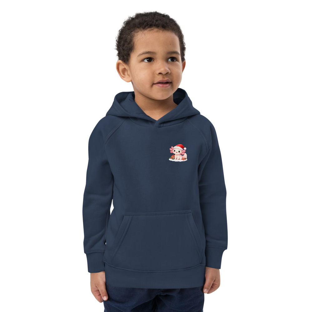 Kids Eco Hoodie Axolotl with Santa Hat