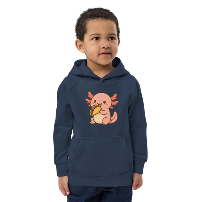 Axolotl Eating Taco Kids Eco Hoodie