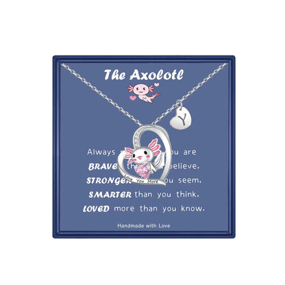 Charming Axolotl Initial Pendant Necklace