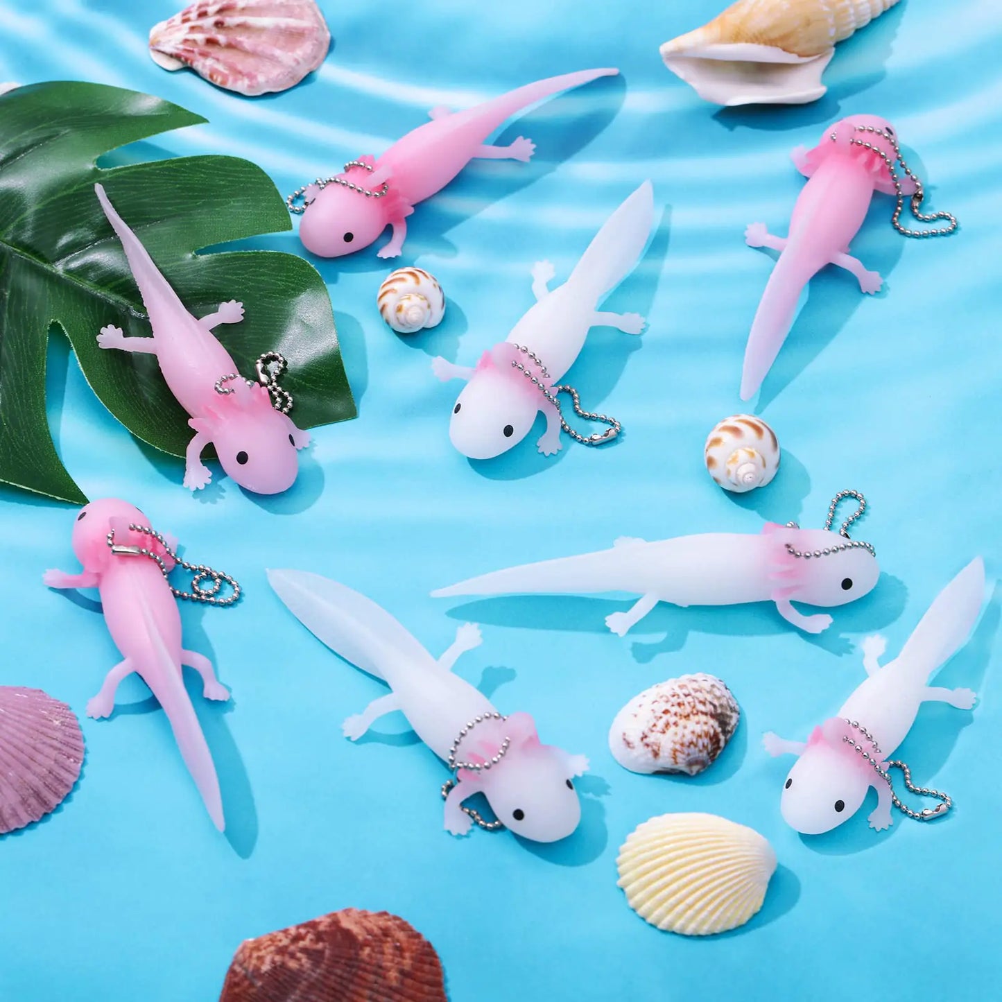 AxoFavors 8-Piece Mini Axolotl Keychain Set