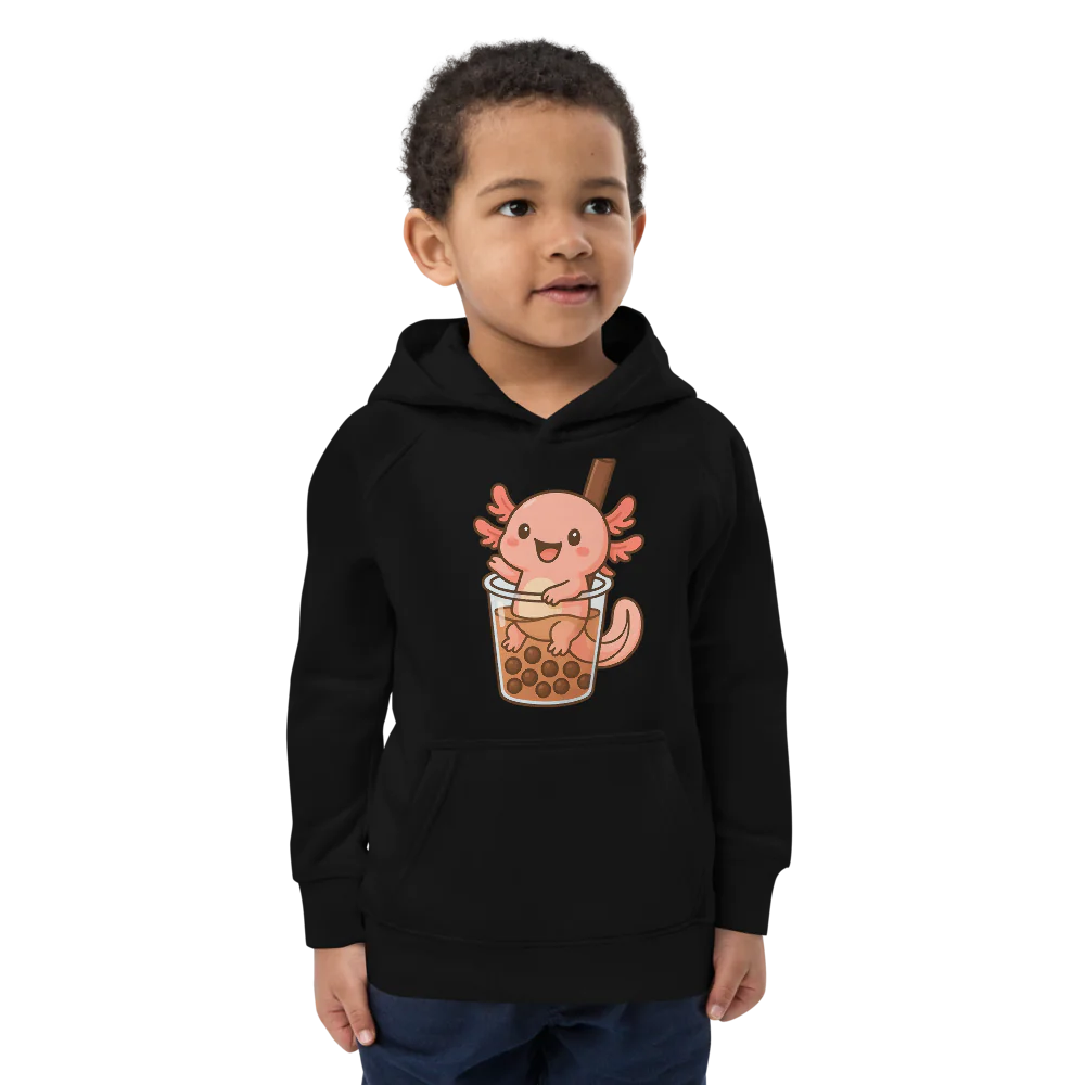Axolotl in Boba Kids Eco Hoodie
