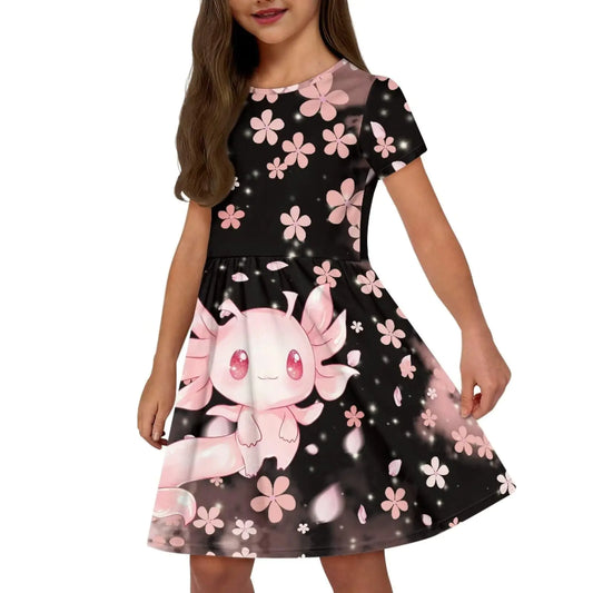 Axolotl Blossom Summer Twirl Dress for Girls