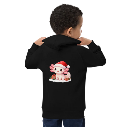 Kids Eco Hoodie Axolotl with Santa Hat