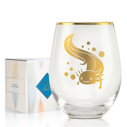 Onebttl Axolotl 17 oz Engraved Stemless Wine Glass