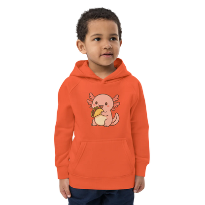 Axolotl Eating Taco Kids Eco Hoodie