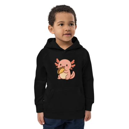 Axolotl Eating Taco Kids Eco Hoodie