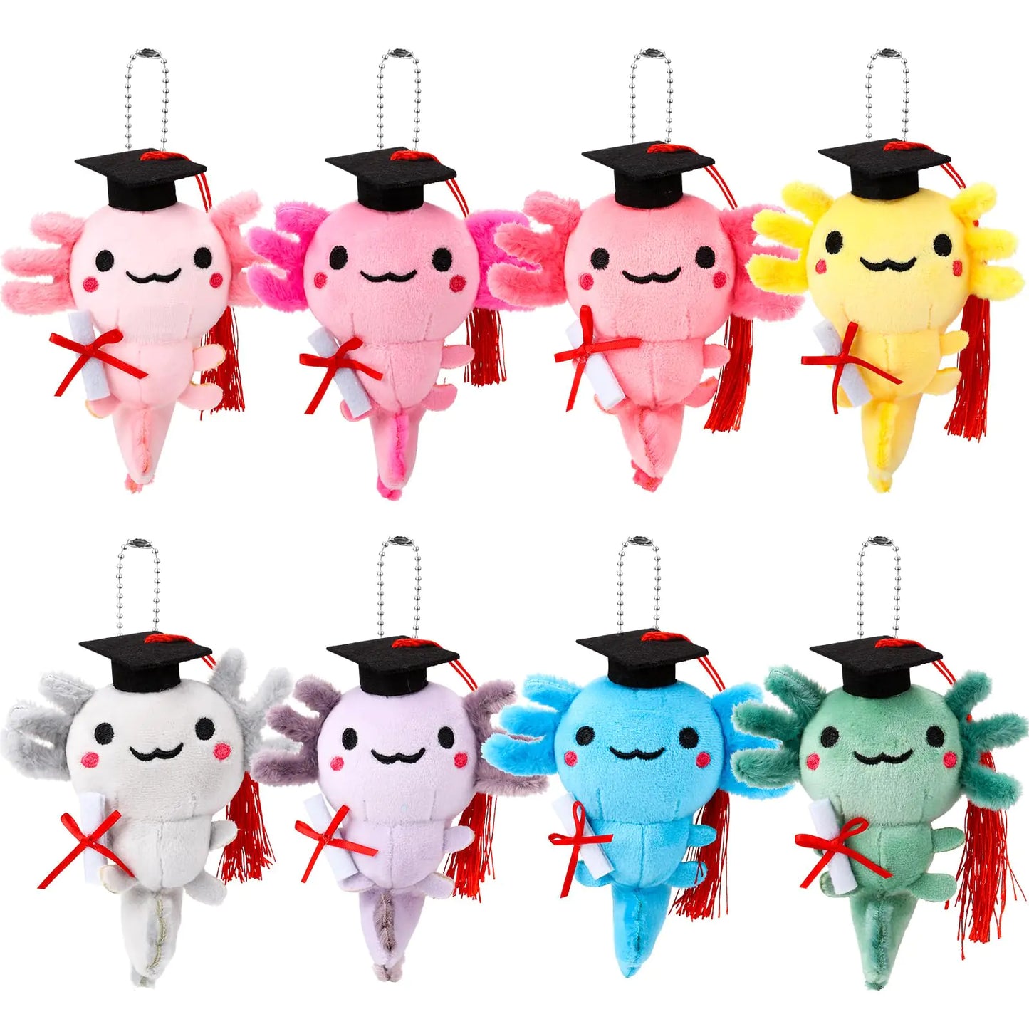 Poen 8-Pack Mini Axolotl Plush Keychains