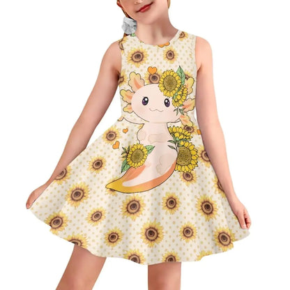 ORGYPET Girls' Axolotl Summer Tank Dress Size 13-14 Green